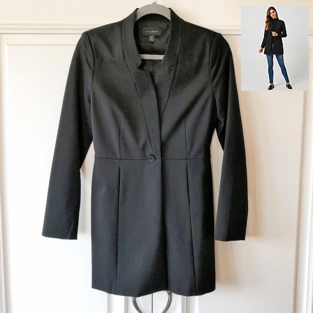 Classy & Versatile Black Longline Silhouette-Enhancing Blazer Jacket - Size XXS